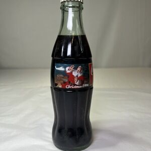 Vintage 1996 Coca Cola Coke 8 Oz Glass Bottle Christmas Santa Sealed Unopened